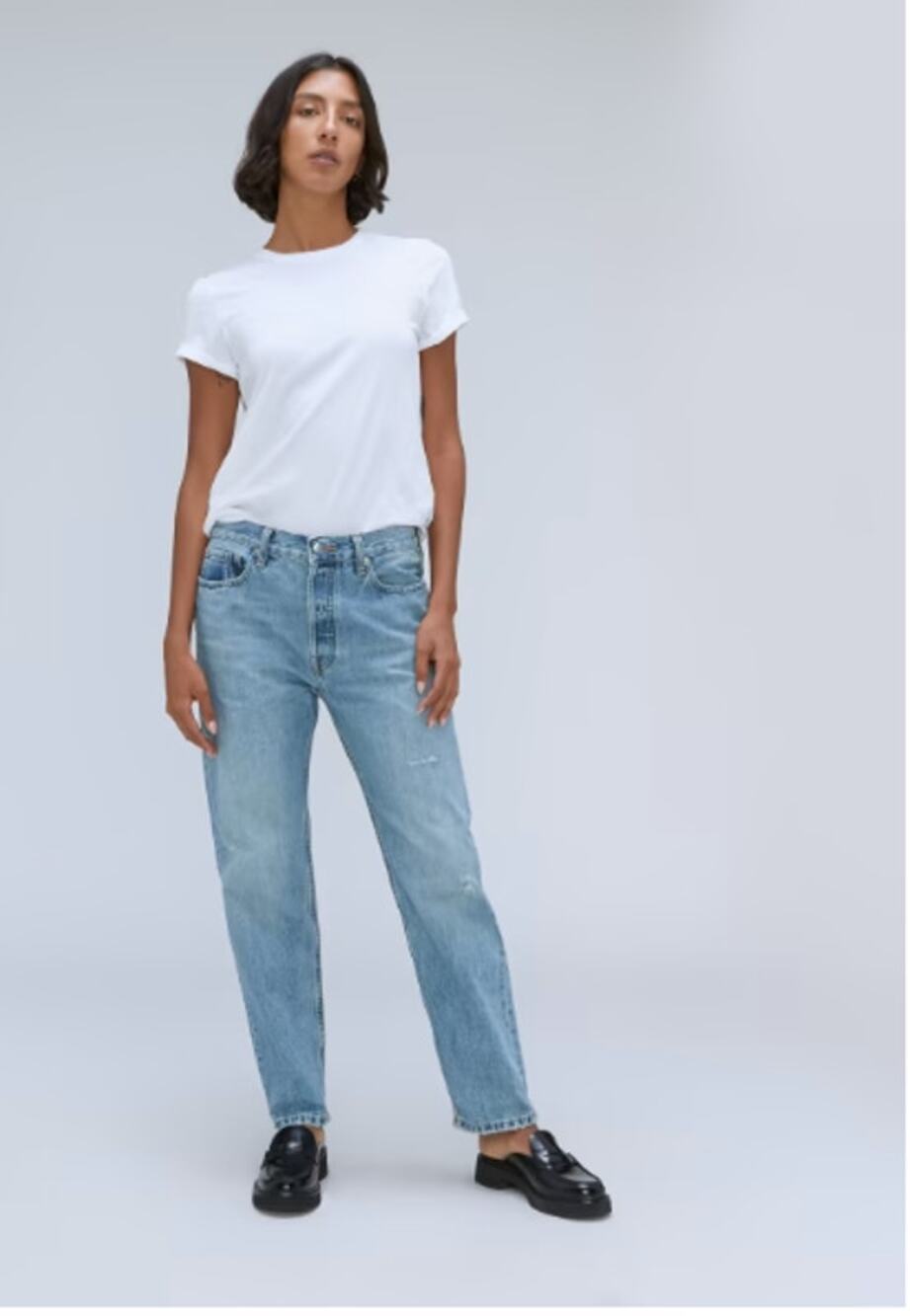 EVERLANE NWT The Relaxed Straight Rigid Slouch Jean in Broken in Blue // 33